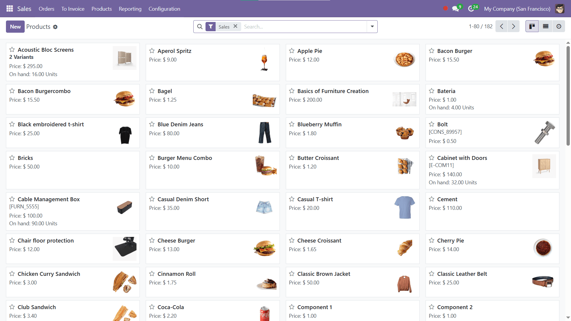 Sales module screen with quote to order workflow